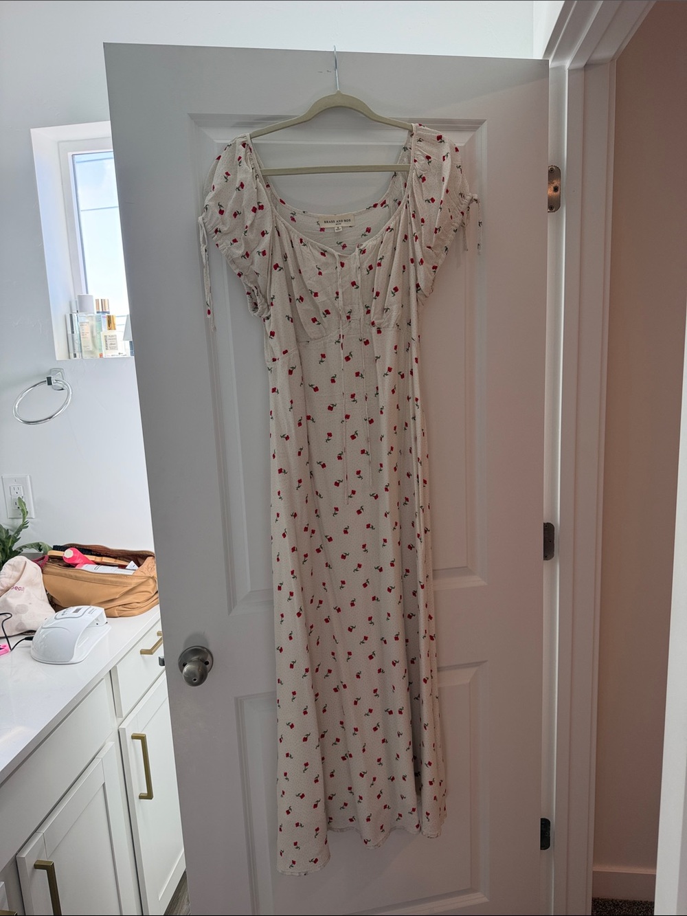 Called to Surf Women’s Cream Cherry Print Maxi Dress